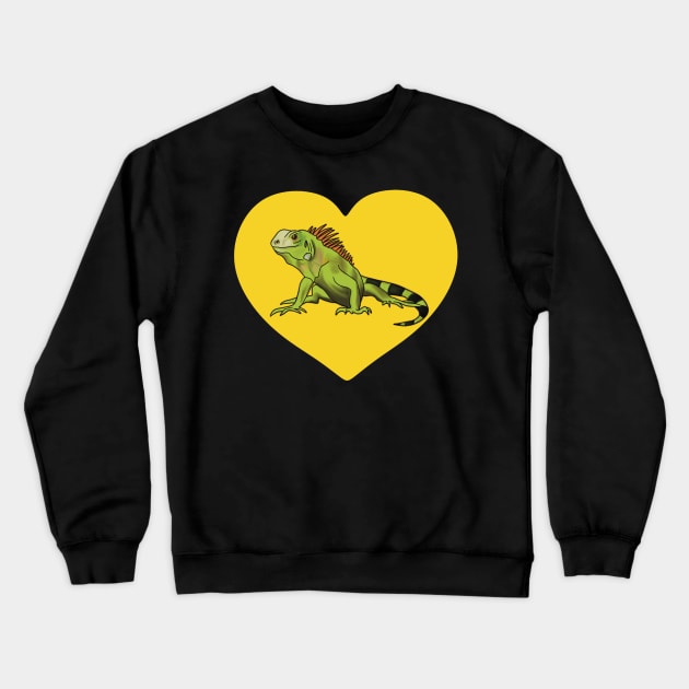 Iguana Heart for Iguana Lovers, Yellow Crewneck Sweatshirt by Mochi Merch